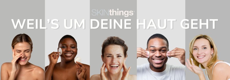 SKINthings - Weil's um deine Haut geht - Frauen und Männer aus unterschiedlichen Kulturkreisen und in unterschiedlichen Alterststufen pflegen ihre Gesichtshaut, junge Frauen, eine ältere Frau, eine farbige Frau, ein farbiger Mann